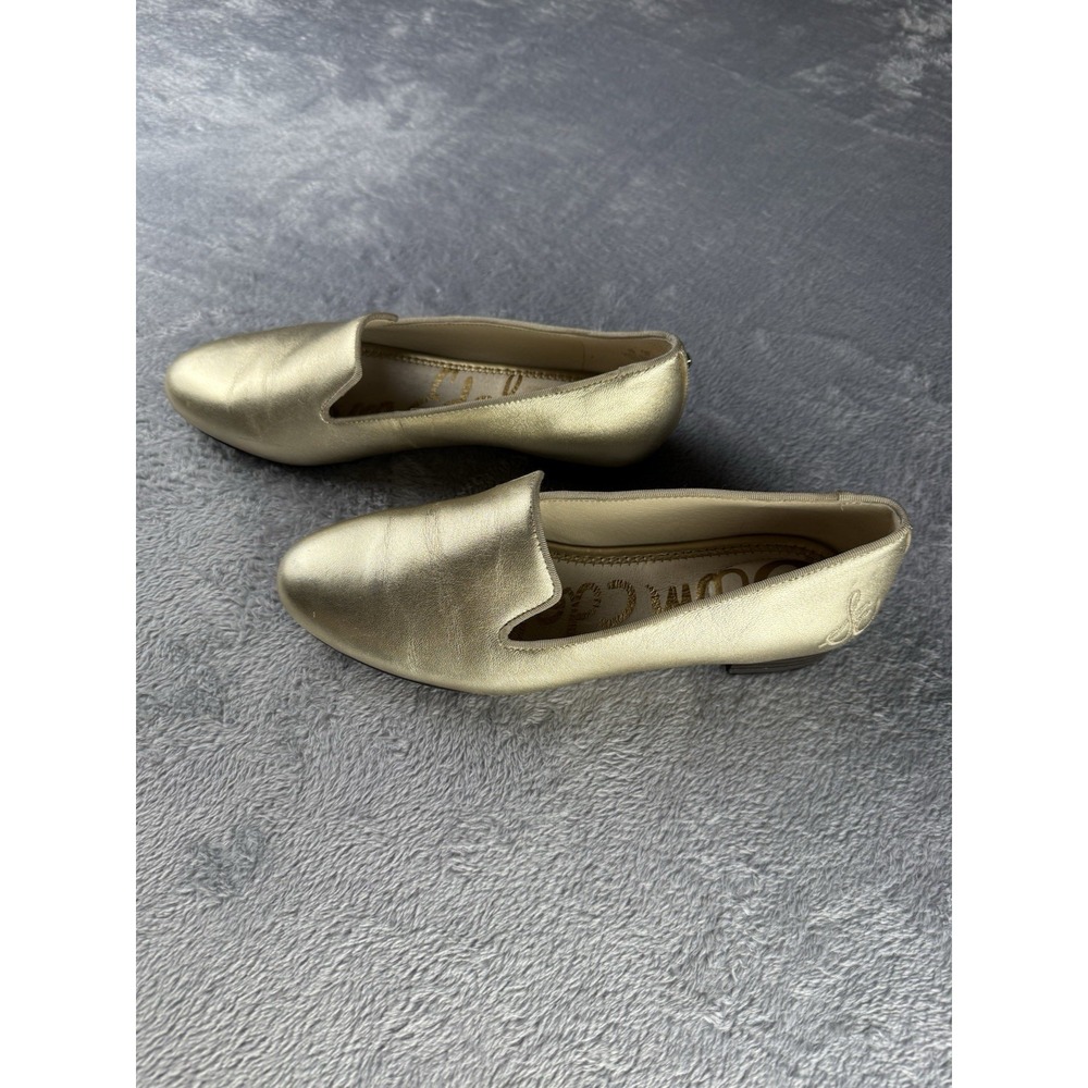 Sam Edelman Women's 7 Jordy‎ Loafer Molten Gold Leather Flats Glam Designer